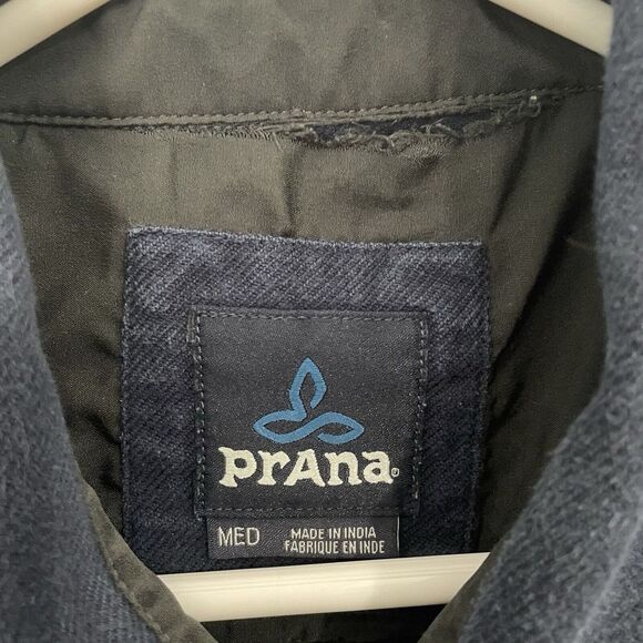 Prana Button Up Shirt Mens Medium Long Sleeve Blue Casual Thick Outdoor Bon Fire - Picture 4 of 11